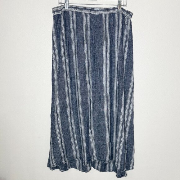 Marissa Olivia Blue Linen Blend Maxi Long Skirt Boho Hippie Lagenlook - Picture 3 of 5